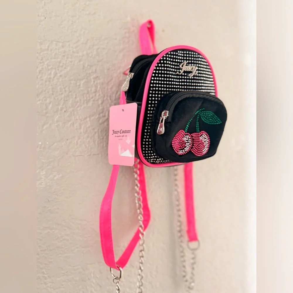 Juicy Couture Mini Backpack Purse Cherry Rhinestone Design Viral TikTok Bag
